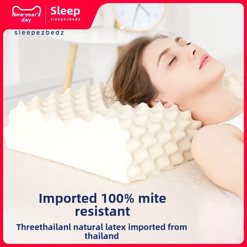 

Thailand Natural Large Particle Massage Latex Pillow Rubber Pillow Core Neck Protection Anti Mite High and Low Sleep Pillow