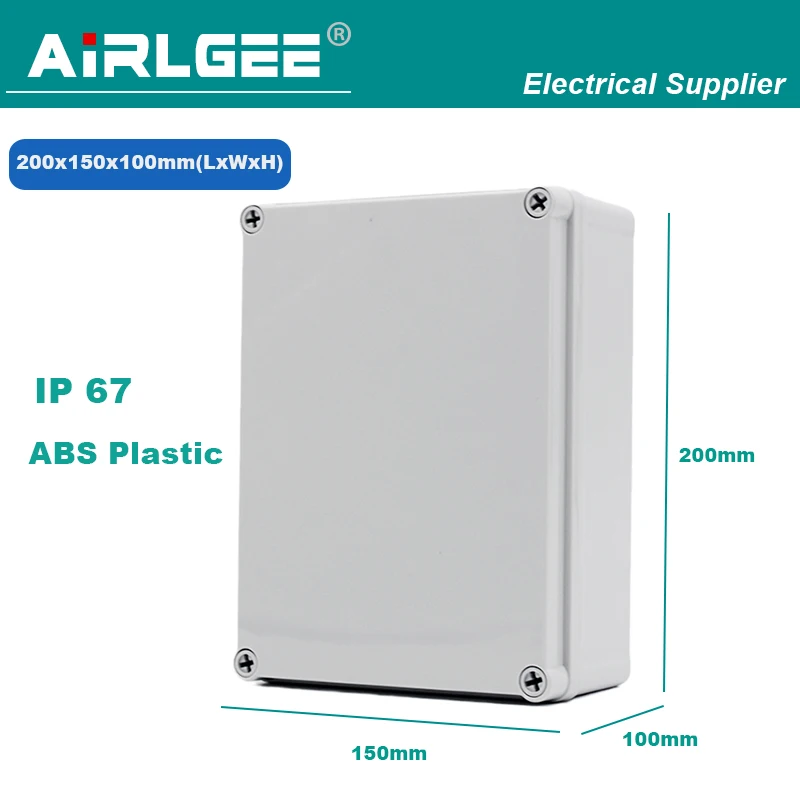 200x150x100mm ABS Plastic AG Waterproof Junction Box RoHS IP67 Level Outdoor Electrical Box Enclosure Case