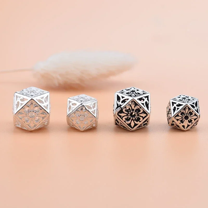 Faceted beads loose beads S925 sterling silver Thai silver cut corner beads handmade DIY beaded material bracelet accessories