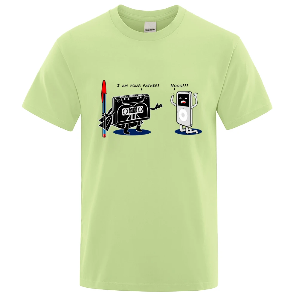 Magnetische Bänder sind älter als MP3-Druck-T-Shirt für Herren, Sommer-T-Shirts mit O-Ausschnitt, lässige Baumwollkleidung, All-Match-Hip-Hop-Sportbekleidung