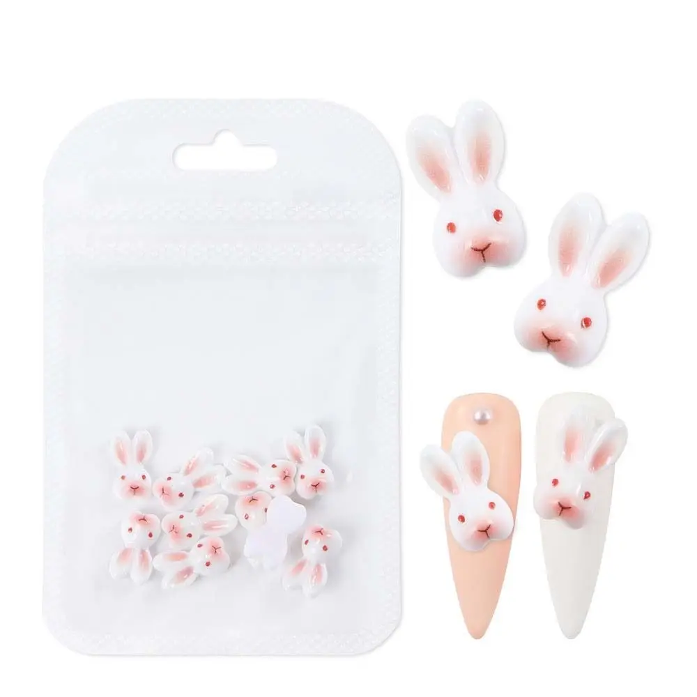 10Pcs/set Nail Supplies Rabbit Nail Decorations DIY Nail Ornaments Rabbit Nail Art Drills Cartoon Rabbit Nail Accessories