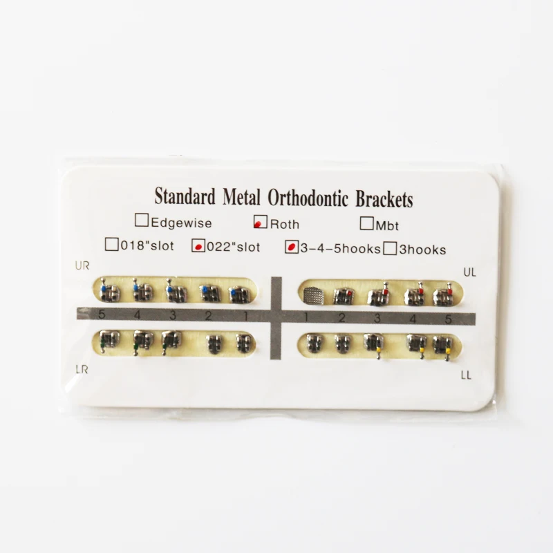 5Packs Orthodontic Dental Bracket Roth MBT Mesh Base 345hooks Mini / Standard Metal 0.022