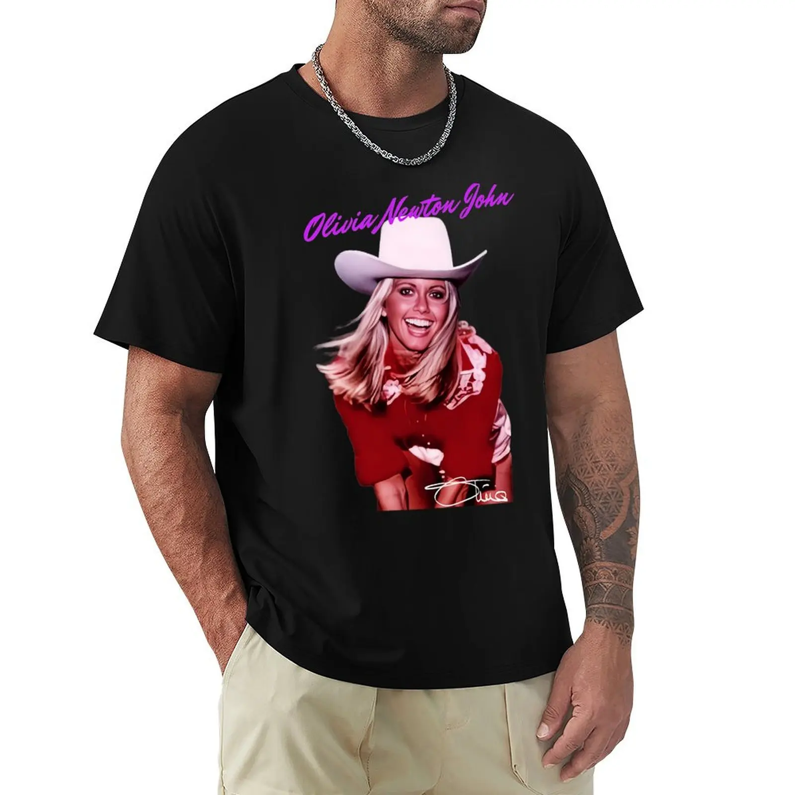 

Olivia newton john vintage 80s T-Shirt Luxury man croswit shirt man cute tops korean fashion Men's clothing