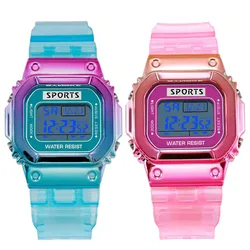 Men Women Watches Gold Casual Transparent Digital Sport Watch Lover's Gift Clock LED Luminous Wristwatch Boy Girls Alarm Clock