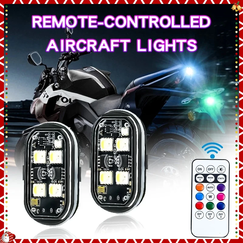 

2/4/6pcs Wireless Remote Control LED Strobe Light for Car Auto Motorcycle Bike Drone Scooter Anti-collision Warning Lamp Flash