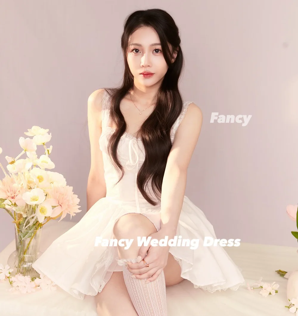 Fancy Eenvoudige Kant Taft Avondjurk Een Lijn Mouwloze Prom Gown Terug Corset Aangepaste Korea Vrouwen Jurken