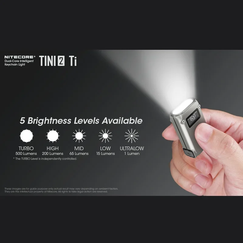 NITECORE TINI2 TI Dual-core Intelligent Keychain Light 500Lumens Type-c Rechargeable EDC Compact Flshlight