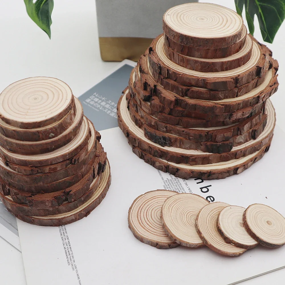 10-18CM Natürliche Kiefer Runde Unvollendete Holz Scheiben Kreise Mit Baumrinde Log Discs DIY Handwerk Hochzeit party Malerei