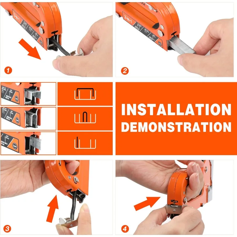 Pistola grapadora Manual 3 en 1 de alta resistencia con 3000 grapas, grapadora para tapicería, muebles de madera, alfombras, carpintería, tion de alambre DIY