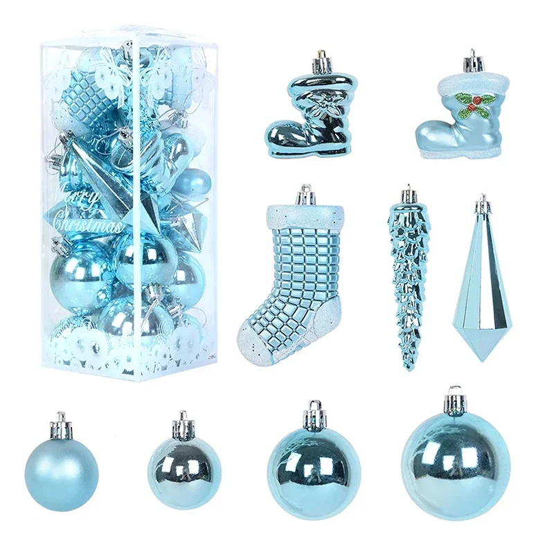 Christmas Decorative Ball Ornaments Set, 21 Pcs Shiny Mirror Christmas Tree Shatterproof Ball Booties Pendants