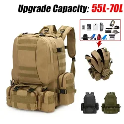 55L Big Capacity Actical Backpack Men Military Outdoor Hiking Trekking Backpack 4 in 1 Travel Climbing Bag Molle Sport Tactical