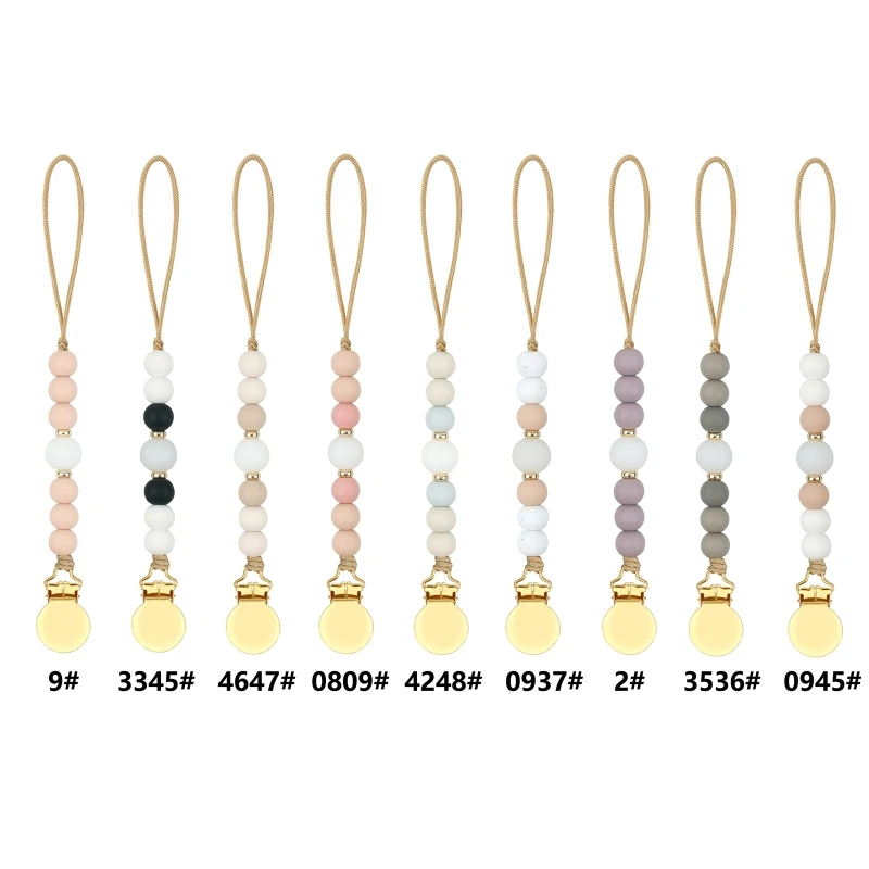 1pc Baby Pacifier Chain Pacifier Clips Silicone Beads Soother Chains Teething Gift for Newborn Baby Boys Girls