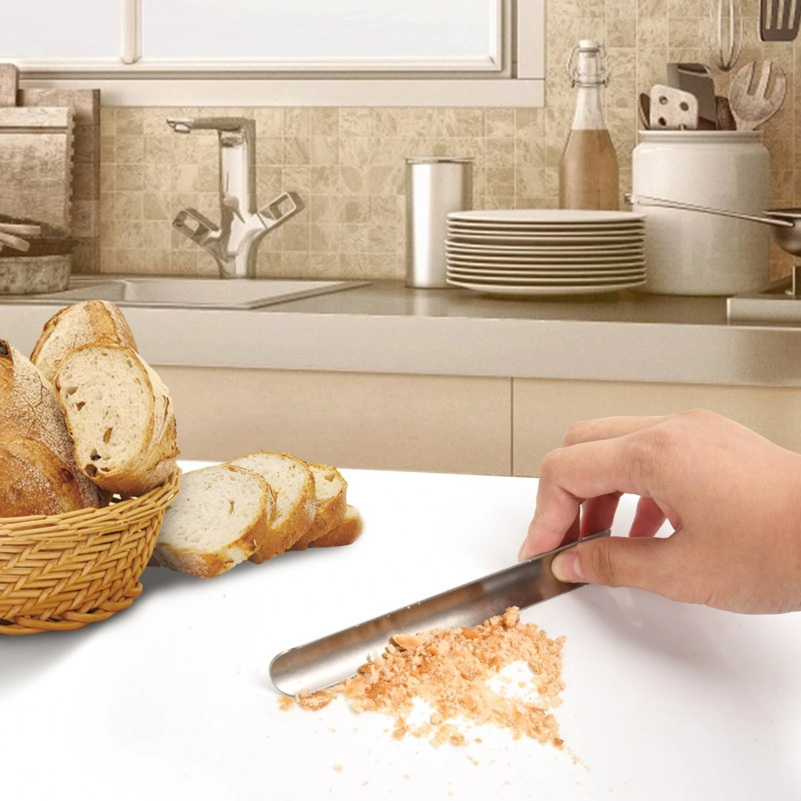3 Pieces Stainless Steel Bread-Crumb Scraper Compact Bread Crumb Scraper with Hanging Tab Cleaning Tool Corrosion-Resistant