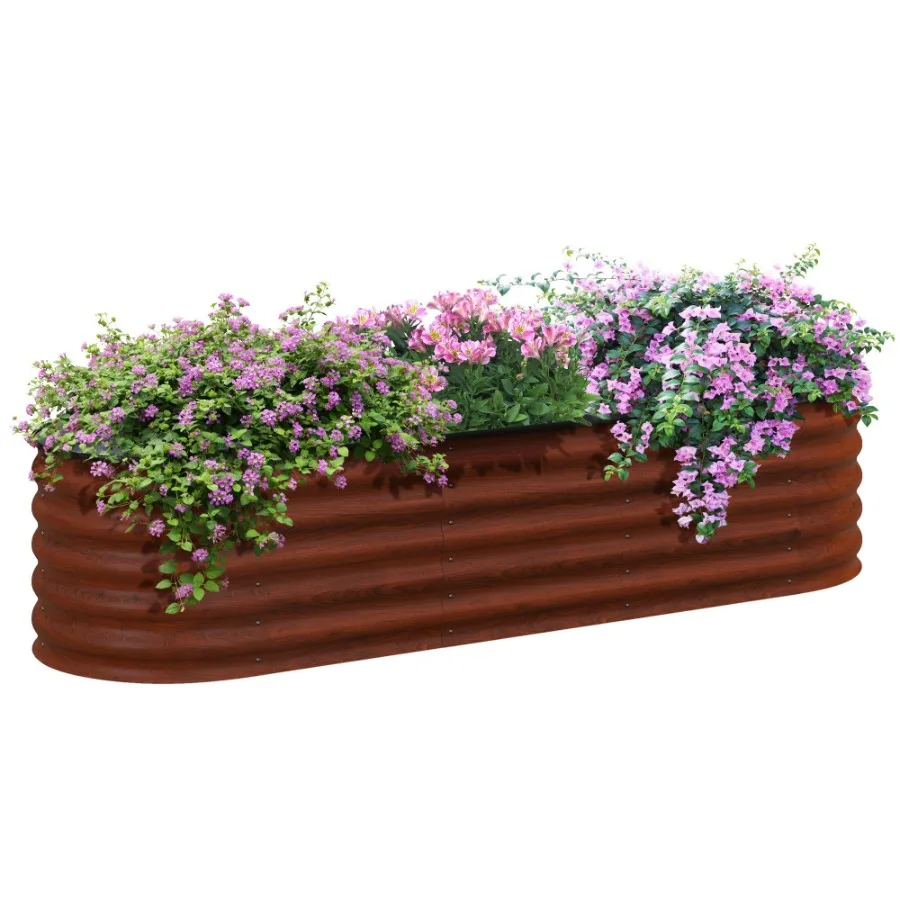 

6.5' x 2' x 1.4' Galvanized Raised Garden Bed Kit Outdoor Metal Elevated Planter Box with Safety Edging Easy DIY Stock Tank fo