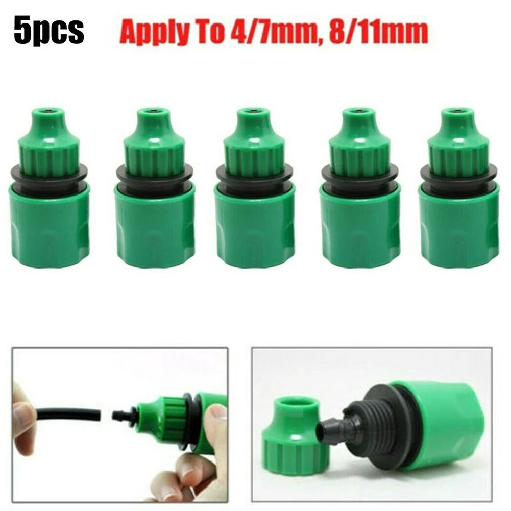 5pcs Plastic Garden Water Hose Quick Connector  4/7mm 8/11mm Micro Irrigation Adapter Connector Garden Watering Accessories