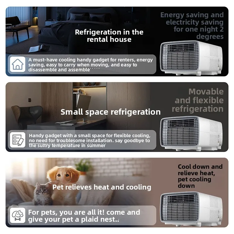 Portable All-In-One Home Camping Machine Small Air Conditioner Mosquito Net Electric Power Outdoor Unit Compressor Refrigeration