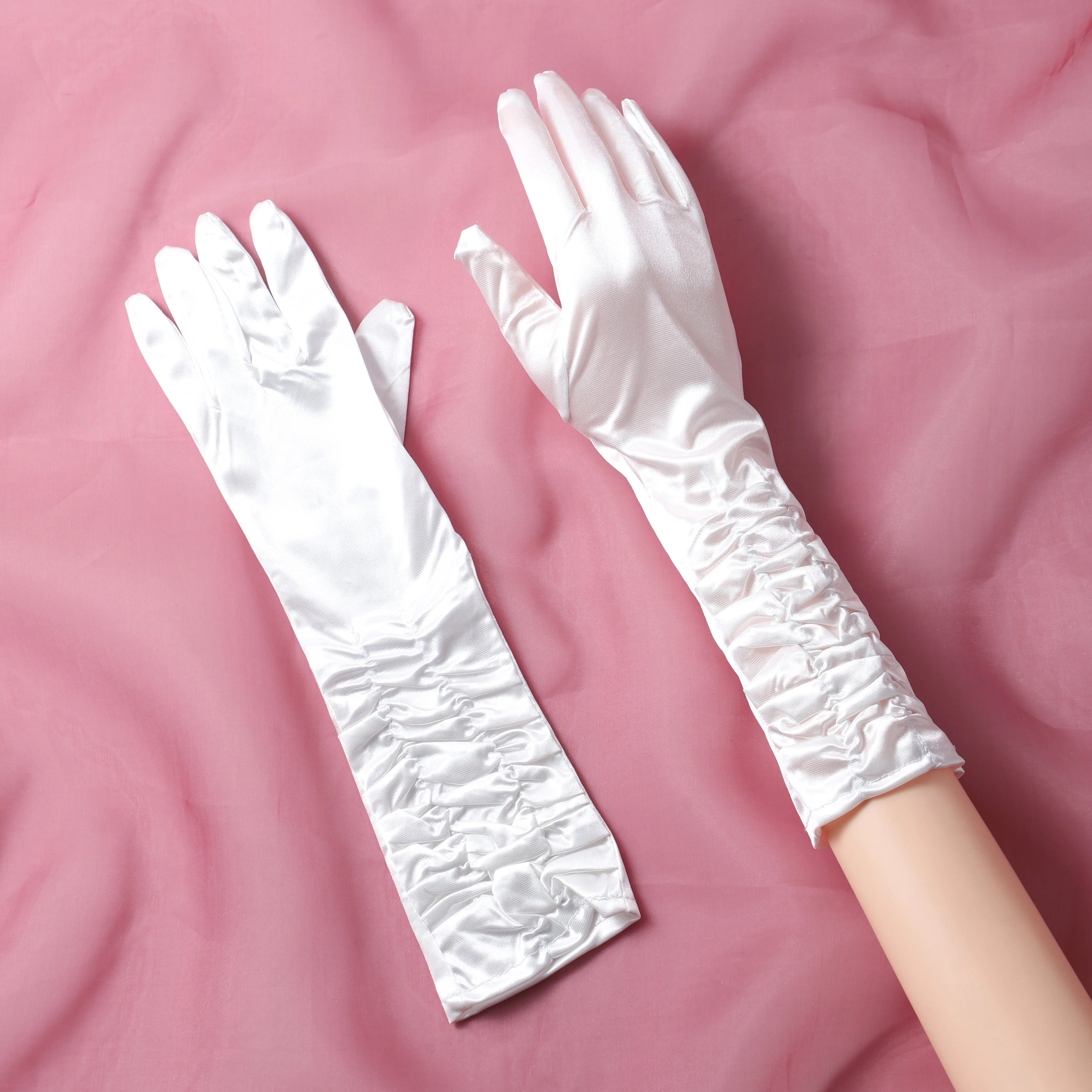 Fingered long bridal gloves, elegant elbow length Wedding gloves, suitable for women's wedding accessories