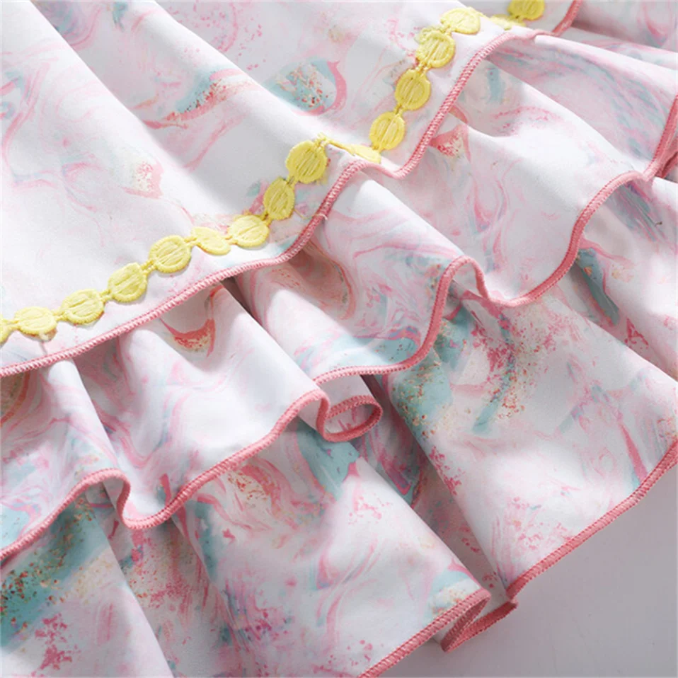 Pettigirl Cute Kids Summer Yellow and Pink Princess Dresses for Baby Girls Ruffle Boutique Clothes Outfits Size 2345681012 Years