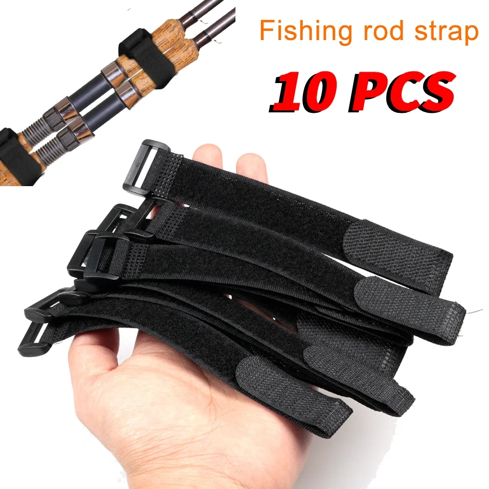 

10PCS/set Reusable Fishing Rod Tie Holder Strap Carp Fishing Accessories Suspenders Fastener Hook Loop Cable Cord Tie Belt Pesca