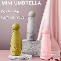 UV Resistant Mini Umbrella Black Adhesive Coating Compact Foldable for Sunny Rainy Days Outdoor Travel Portable Shelter