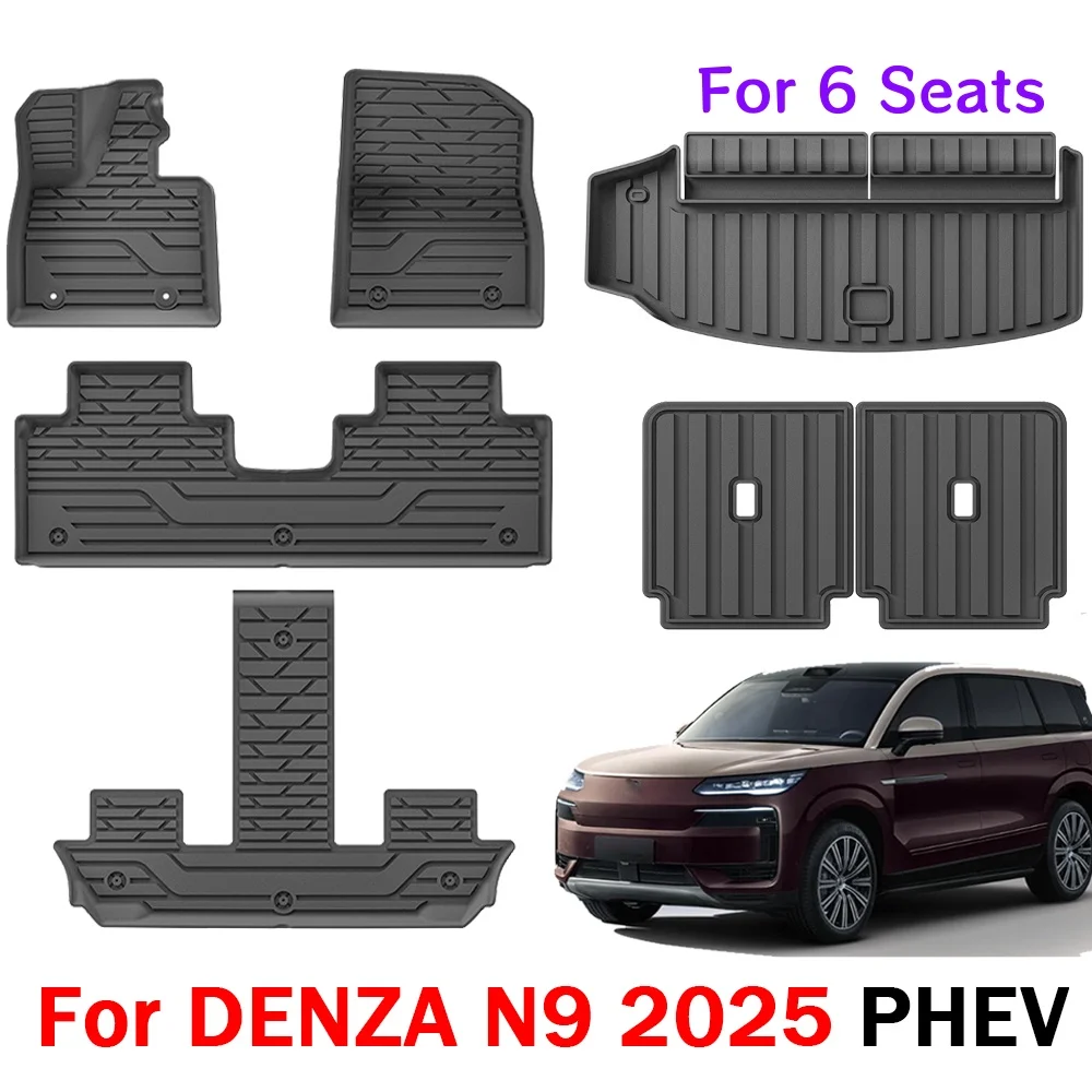 

For DENZA N9 2025 PHEV TPE 3D Floor Mats Cargo Liners All Weather Protection Foot Mat Trunk Pad Interior Accessories