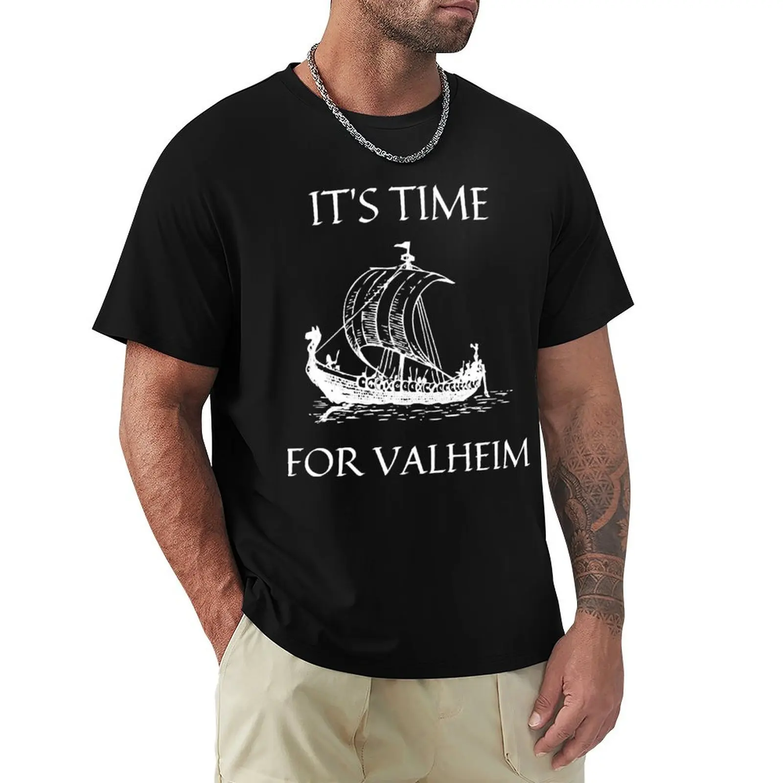 

It's Time For Valheim Sailing Boat T-Shirt Summer Casual Loose T-Shirt