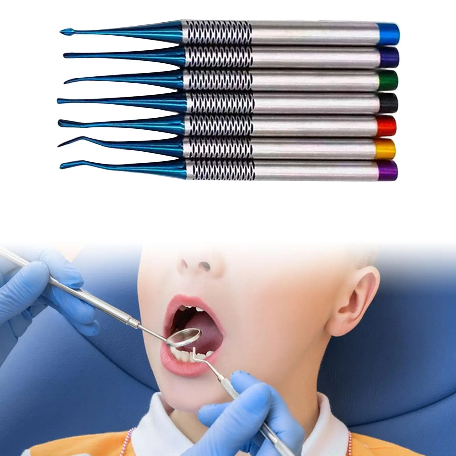 7 sztuk narzędzie do wydobywania zębów dentystycznych wielofunkcyjny, odporny na zużycie ergonomiczny uchwyt profesjonalny jednostronny podnośnik dentystyczny