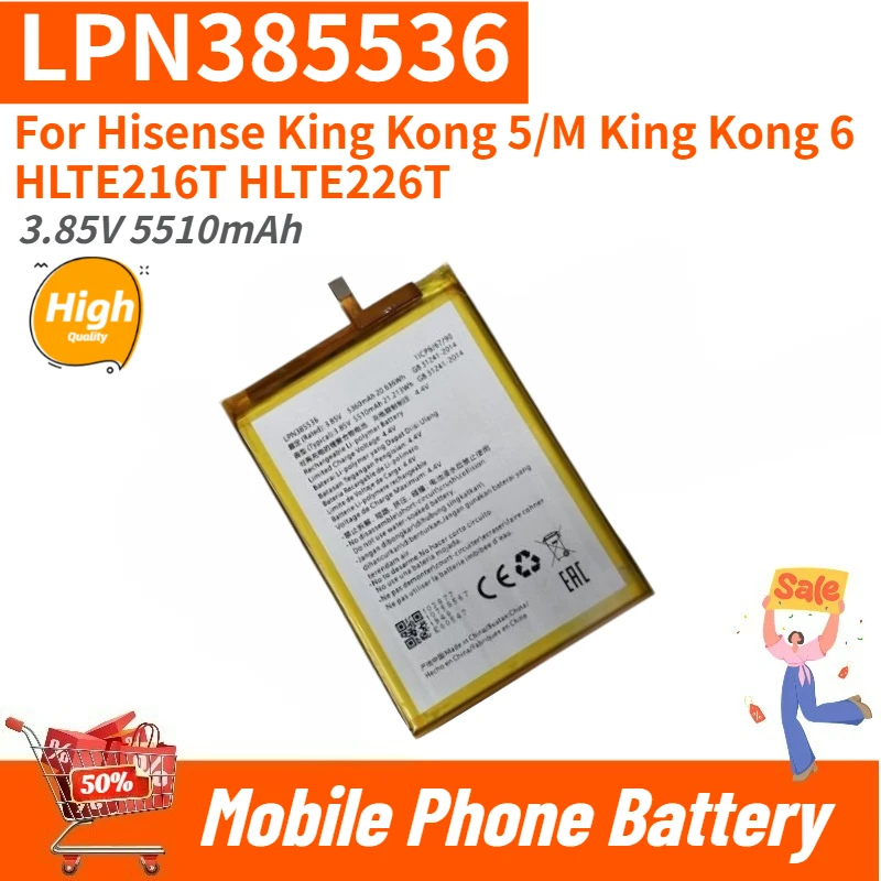 

LPN385536 High Quality Phone Battery 3.85V 5510mAh For Hisense King Kong 5/M King Kong 6 HLTE216T HLTE226T Brand New