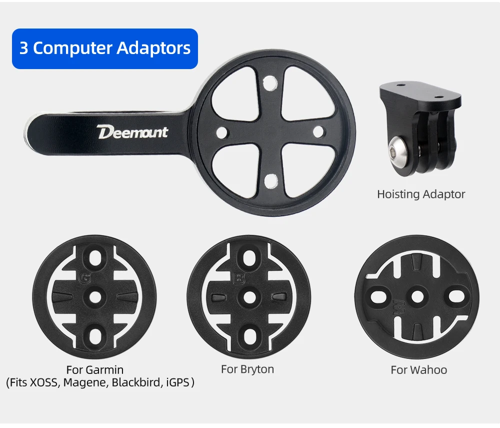 Deemount Fahrradcomputerhalter Ständer TT Lenker Tachohalterung inkl. 3 Adapter für GARMIN Bryton Wahoo, passend für GoPro-Kamera – Detail 9
