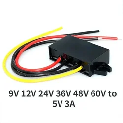 12v24v to 5 Volt 3A15W DC DC Step Down Converter Car LED Power Supply 9V 12V 24V 36V 48V 60V 72v 80v  to 5V