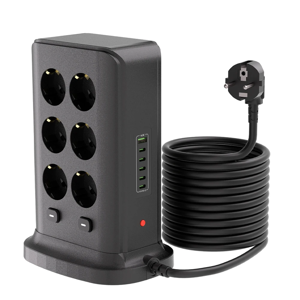 3000W PD AC QC3.0 USB Fast Charger Adapter Universal EU plug 2/3M Extension Cable