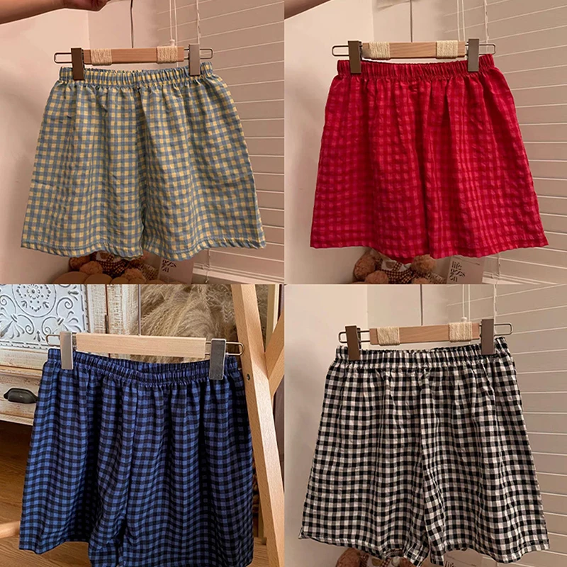 New Summer Shorts Pajamas Cotton Women Shorts Women's Bottoms Soft Pants Plaid Print Loose Pants Womens Pajama Pant image 6