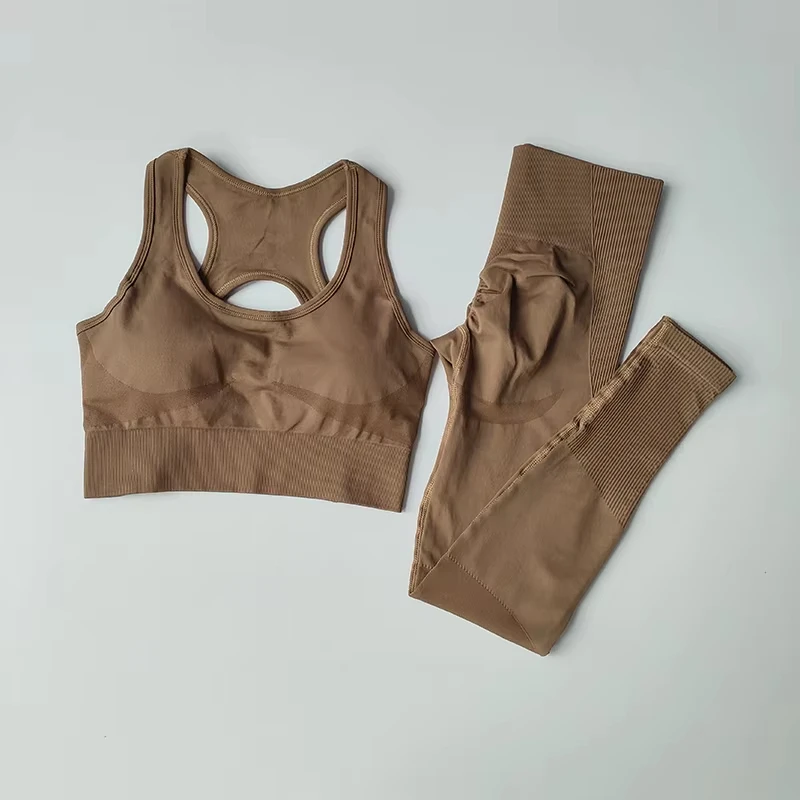 Conjunto de Sujetador deportivo para mujer, camiseta sin mangas profesional para Fitness, mallas para correr a prueba de golpes, traje de Yoga, ropa con sujetador trasero bonito, 2 uds.