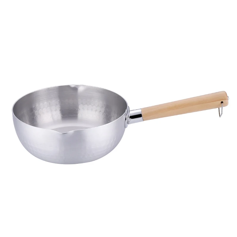 

Thickened Japanese-Style Medical Stone Yukihira Pan Small Milk Boiling Pot Non-Stick Pan 18cm Household Wooden Handle Aluminum