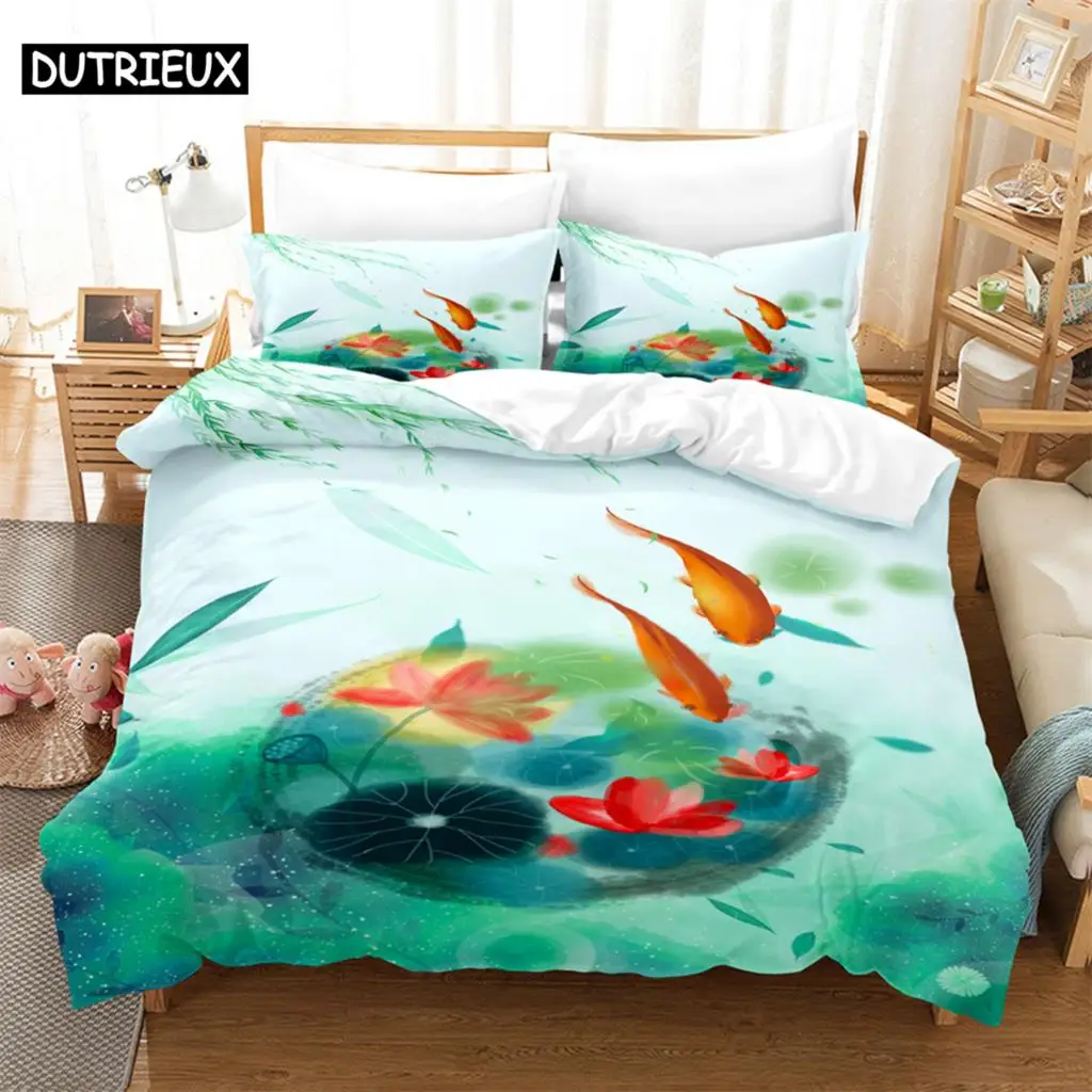 

Small goldfish 3Pcs Bedding Sets 3D Digital Printing Custom Quilt Duvet Cover Set Home Queen King Quilt Pillowcase