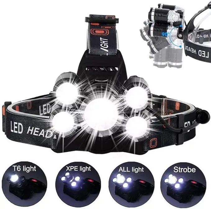 

Usb Rechargeable Led Headlight Super Bright 5 Working Modes Headlamp Waterproof Head-Mounted Flashlight For Night Fishing Hiking