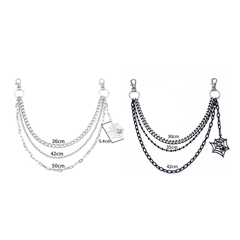 Cadena de pantalones de Metal Punk para hombres y mujeres, cadena de cintura de Hip Hop, colgante de tela de araña, cadena de Jeans, accesorios, regalos de moda