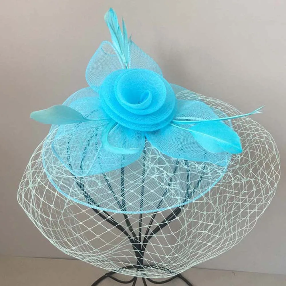

Vintage Feather Mesh Fascinator Hat Exquisite Bow Veil Hat Headwear Elegant Hair Hoop Bride Headband Wedding