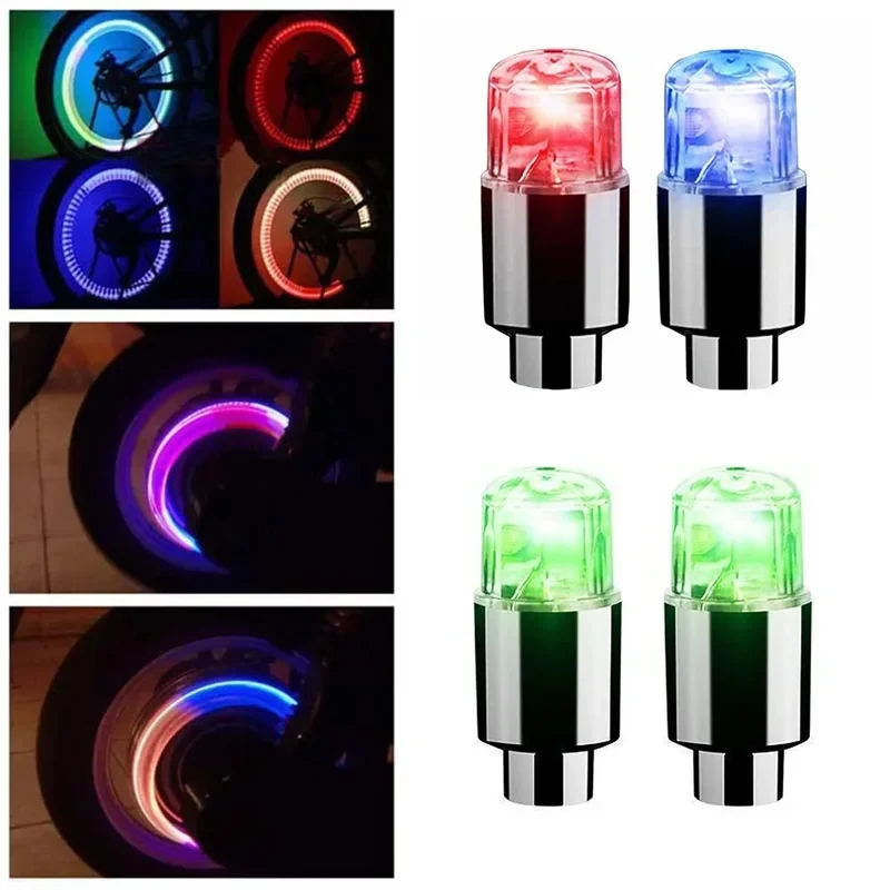 2/4/6Pcs Tire LED Lights Bicycle Tire Valve Cap Lighting Motorcycle Bike Wheel Lamp Flash Lamps Colorful Road Cycling Lamp