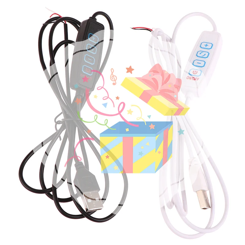 

1.5M USB 5V LED Tri-color Dimming Color Switch Cable Dimmer 4-Key Controller 2CH For Low Voltage LED CCT Bicolor Light