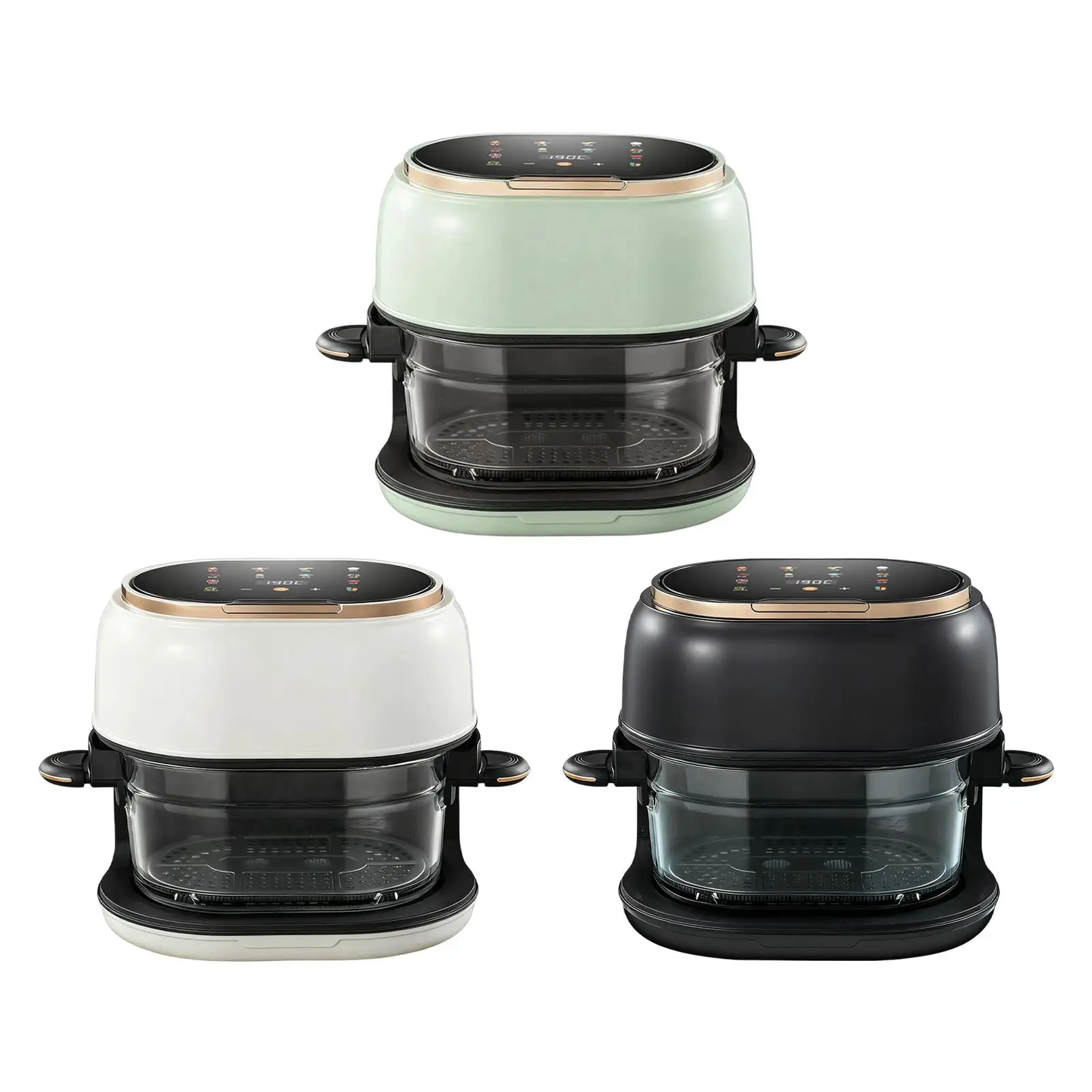 

Аэрофритюрница с прозрачной стеклянной крышкой, объемом 4 л, с цифровым сенсорным экраном и удлиненным поддоном для выпечки тортов