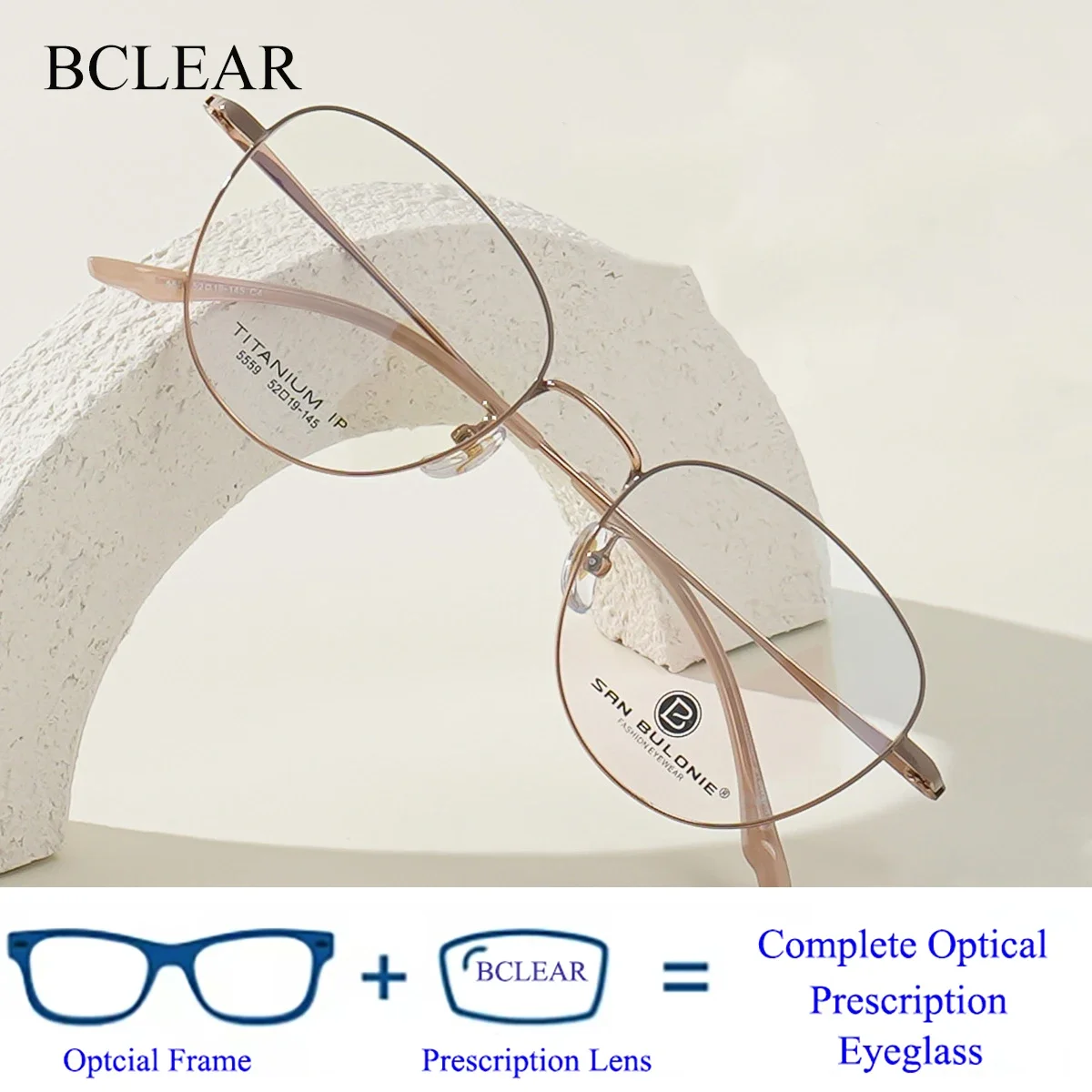 BCLEAR Fashion Eyewear Retro Pure Titanium Oval Glasses Comfortable Optical Prescription Eyeglasses Frame For Women Beautiful
