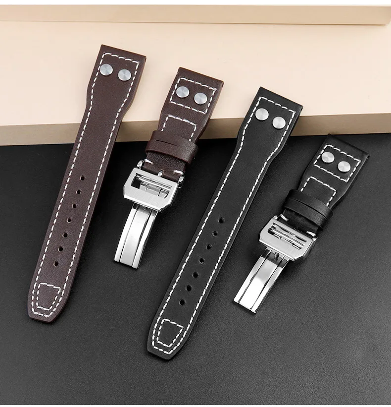 20/21/22mm Genuine leather watch strap for IWC PILOT\'S WATCHES IW328203 Folding buckle bracelet for IWC PORTUGIESER IW371446