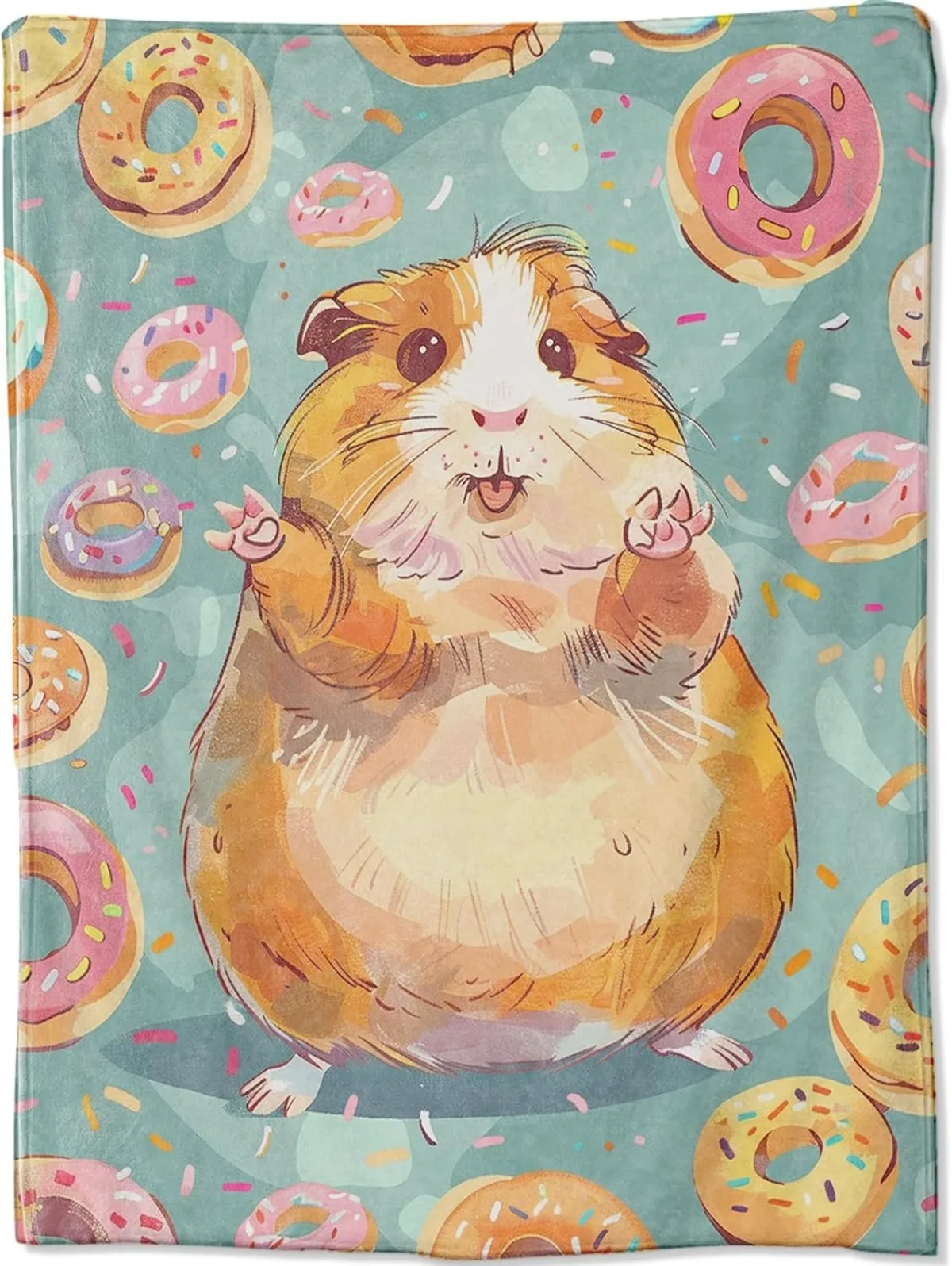 Cute Playful Hamster Blanket Gifts for Boys Girls Kids, Colorful Donut Happy Orange Fat Pet Throw Blankets for Sofa Room Decor