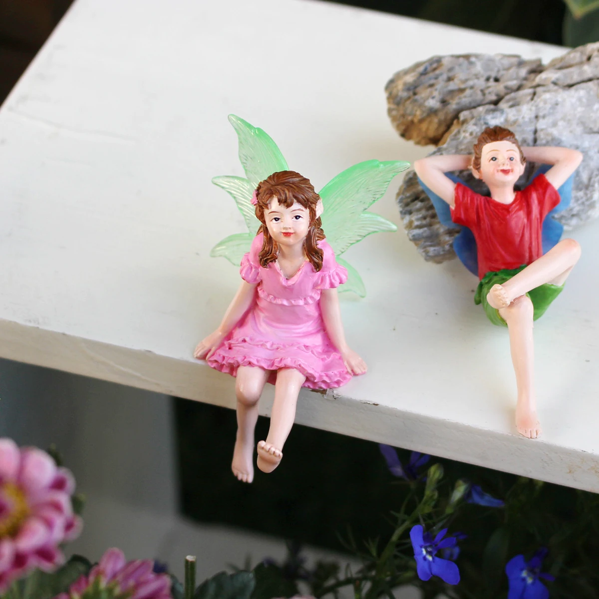 2pcs Couples Looking Up at the Starry Sky Flower Fairy, Valentine\'s Day Gift, Creative Outdoor Garden Bonsai Decoration Ornament