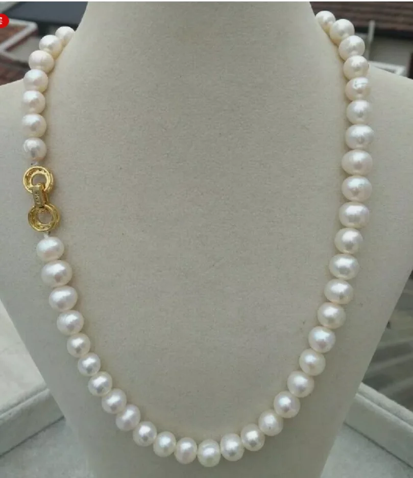 Customized Jewelry  8-9mm AAA+ South Sea Round White Pearl Necklace 925S Clasp