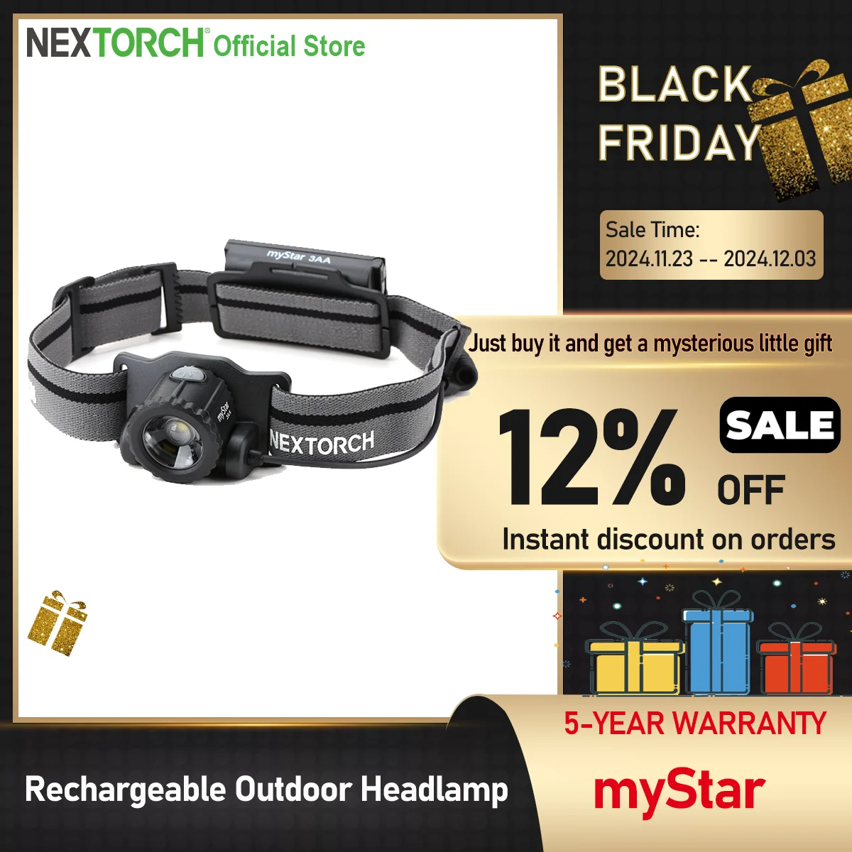 NEXTORCH myStar Rechargeable headlamp Bicycle Headlamp  Variable Focus Head Torch  Outdoor camping,fishing equipment overhaul