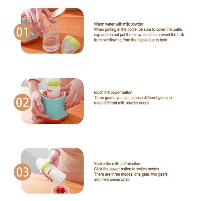ABVJ-Electric Milk Shaker Bottle Automatic Baby Milk Shaker Machine Flexible Silicone Card Slot Milk Bottle Shaker
