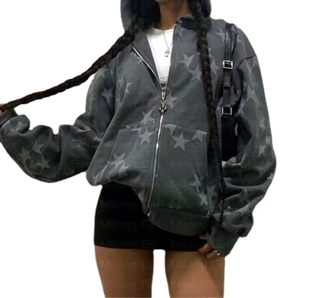 Star Pattern Casual Fashionable Pullover Hooded Couple's Style Hoodie