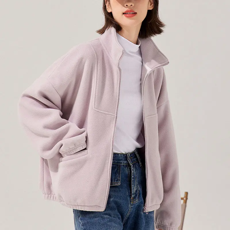 Lambfleece Jackets, Women's Fleece Fleece Sweatshirts, Casual Sports Tops, Warm Fleece Cardigans